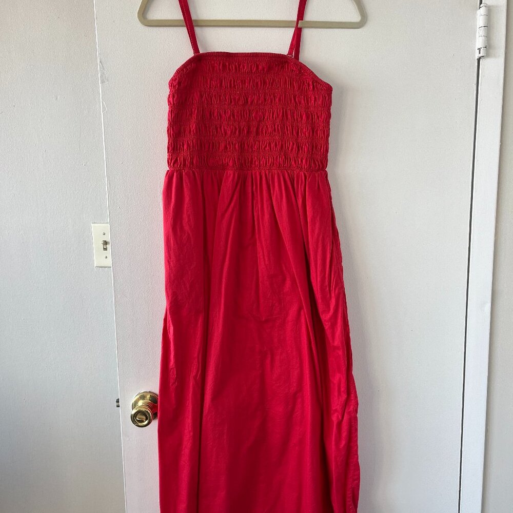 Old Navy Red Smocked Top Spaghetti Strap Maxi Dress
